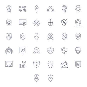 32 Icons for Trustworthy featuring 64x64 Pixel Optimized Thin Line Graphics vector