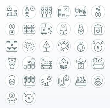 Yield Professional Set with 32 Thin Line Detail Enhanced High Resolution Icons vector