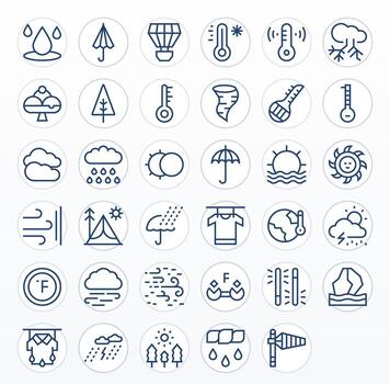 regular línea editable íconos desde clima conjunto con 35 256x256 íconos vector