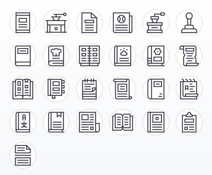 manual prima haz con 25 64 x 64 píxel alineado regular línea íconos vector