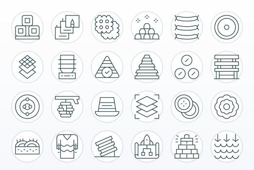 Layers Graphics Pack including 24 Thin Line 128x128 Grid Fitted Icons vector