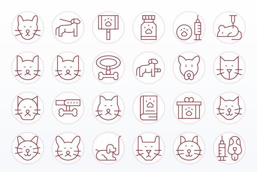 Veterinary Graphics Pack including 24 Thin Line High Resolution Editable Icons vector