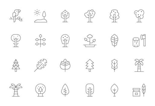 Tree Icon Repository containing 24 Thin Line 64x64 PIXEL Perfect graphics vector