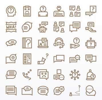 36 Pixel Optimized Bold Line Icons designed for Support Request Interface vector