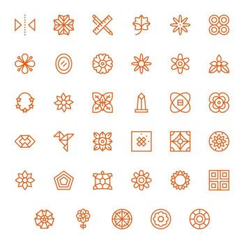 simetría icono conjunto con 35 regular línea alto resolución monitor Perfecto gráficos vector