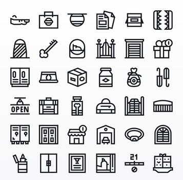 36 íconos para cerrado optimizado en píxel optimizado 64 x 64 negrita línea resolución vector