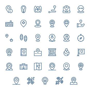 35 Regular Line Editable Icons for Gps Graphics vector