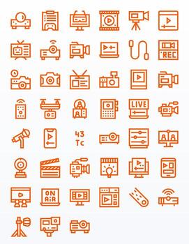 Icon Toolkit featuring 45 Pixel Optimized High Resolution Bold Line elements vector