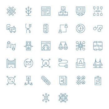 32 Thin Line Icons designed for Link in 128x128 PIXEL Perfect format vector