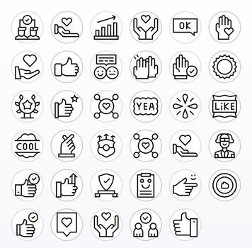 35 Regular Line Display Perfect Icons crafted for Positive Feedback 256x256 applications vector