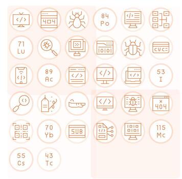 32 píxel optimizado retina Listo íconos para código en elegante Delgado línea diseño vector