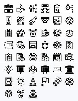 45 128x128 negrita línea íconos para flujo de trabajo con editable precisión vector