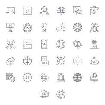32 Grid Fitted Thin Line Icons designed for Internet Access Interface vector