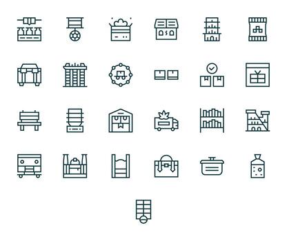 Logistic Premium Bundle with 25 Retina Ready Pixel Optimized Regular Line Icons vector