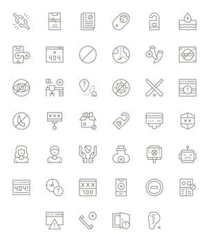 40 Grid Fitted Thin Line Icons from Unavailable Collection vector