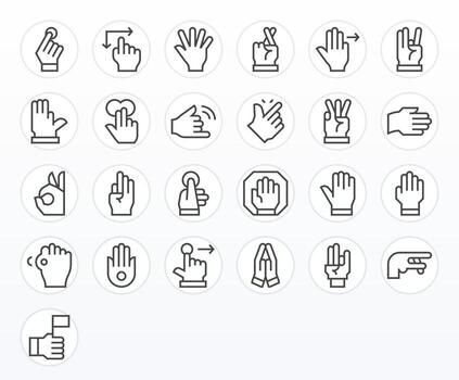 Gesture Comprehensive Bundle with 25 Display Perfect Regular Line Retina Ready Icons vector