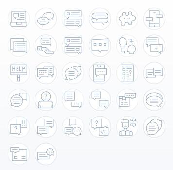 Support Ticket Visual Pack containing 32 Thin Line PIXEL Perfect Icons vector