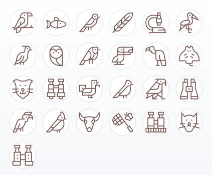 25 Pixel Optimized Regular Line Icons designed for Zoology Interface vector