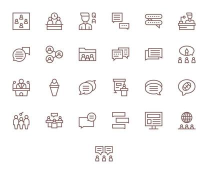 Regular Line Grid Fitted Icons from Forum Set with 25 256x256 Icons vector