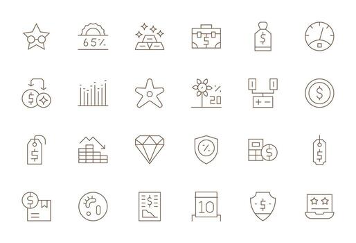 Value Icon Repository containing 24 Thin Line 128x128 Pixel Optimized graphics vector