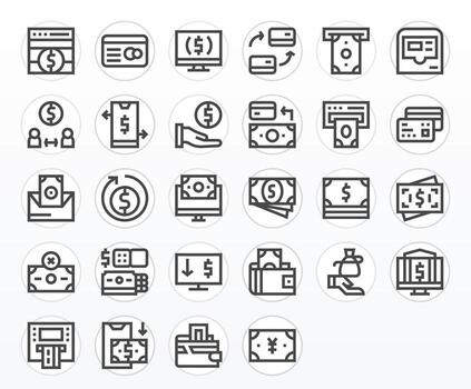 28 negrita línea píxel optimizado íconos para retirar gráficos vector