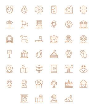Landmark Modern Collection with 40 Thin Line 256x256 Pixel Optimized Icons vector