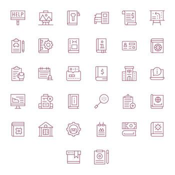 Documentation Icon Repository containing 32 Thin Line Retina Ready Grid Fitted graphics vector