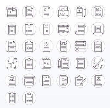 Notes Icon Repository containing 32 Thin Line 256x256 Grid Fitted graphics vector