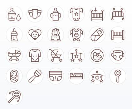 25 Regular Line Icons for Infant in crisp High Resolution Pixel Aligned resolution vector