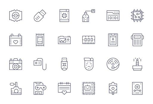 Memory Graphics featuring 24 Thin Line Pixel Aligned 128x128 Designs vector