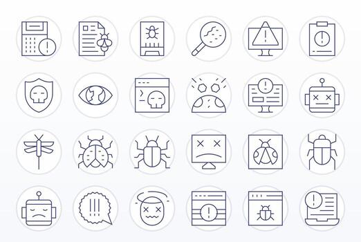 error prima haz con 24 alto resolución cuadrícula equipado Delgado línea íconos vector