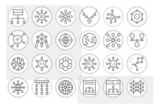 24 Links Pixel Optimized Icons in Retina Ready Thin Line Aesthetic vector