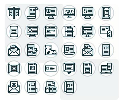 Digital Document featuring 28 256x256 Icons in Bold Line Design vector