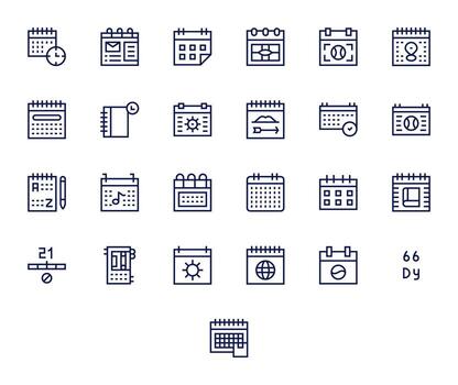 25 Editable 256x256 Icons for Date in elegant Regular Line design vector