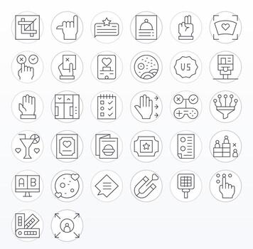 32 cuadrícula equipado Delgado línea íconos diseñado para selección interfaz vector