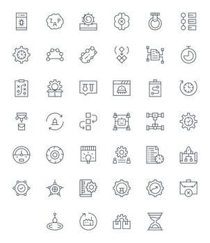 proceso visual paquete conteniendo 40 Delgado línea píxel alineado íconos vector