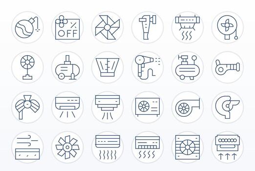 Thin Line Pixel Aligned Icons from Blower Set with 24 256x256 Icons vector