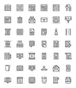 42 Regular Line Pixel Optimized Vectors for Content Theme