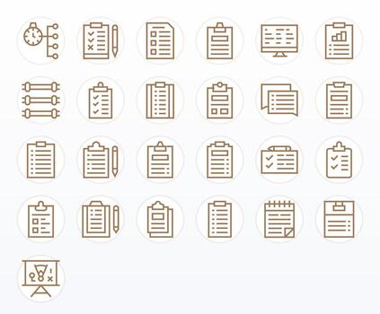 25 256x256 Icons for Task List with Pixel Aligned Regular Line clarity vector