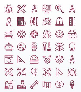 Technical Professional Set with 42 Regular Line Pixel Aligned 64x64 Icons vector