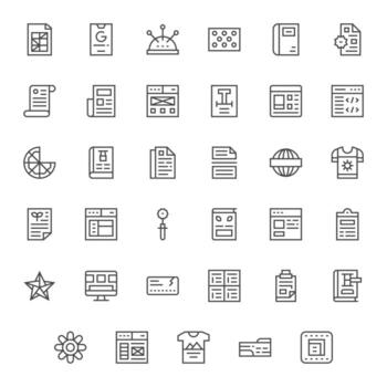 35 regular línea íconos para modelo en crujiente 256x256 editable resolución vector