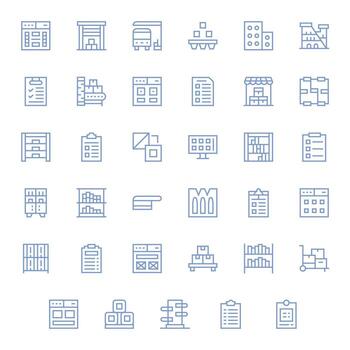 Boxes featuring 35 High Resolution Icons in Regular Line Design vector