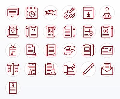 Note featuring 25 256x256 Icons in Regular Line Design vector