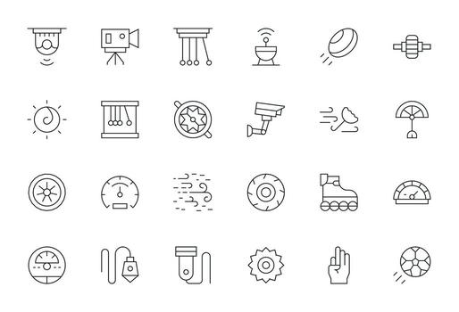 Motion 256x256 Icon Pack with 24 Thin Line Display Perfect Elements vector