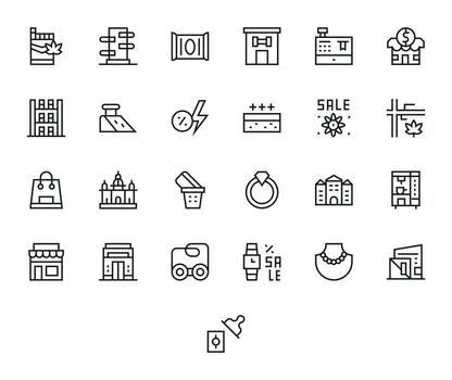 Al por menor icono biblioteca con 25 regular línea alto resolución píxel alineado diseños vector