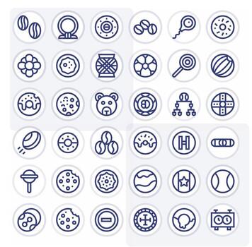 36 íconos para redondo optimizado en editable 256x256 negrita línea resolución vector