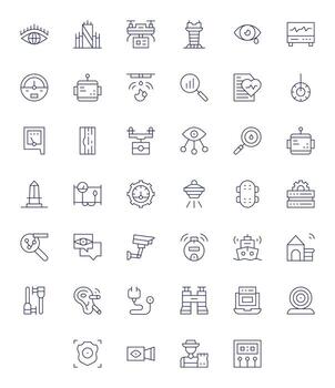40 Pixel Aligned Thin Line Icons from Monitoring Collection vector