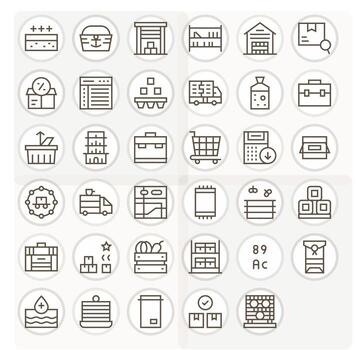 35 Regular Line Icons designed for Inventory in Retina Ready Pixel Aligned format vector