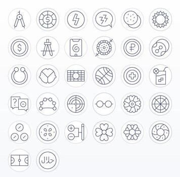 Circle Scalable Set featuring 32 Detail Enhanced Thin Line 128x128 Icons vector