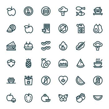 36 Icons for Vegan optimized in Grid Fitted High Resolution Bold Line resolution vector